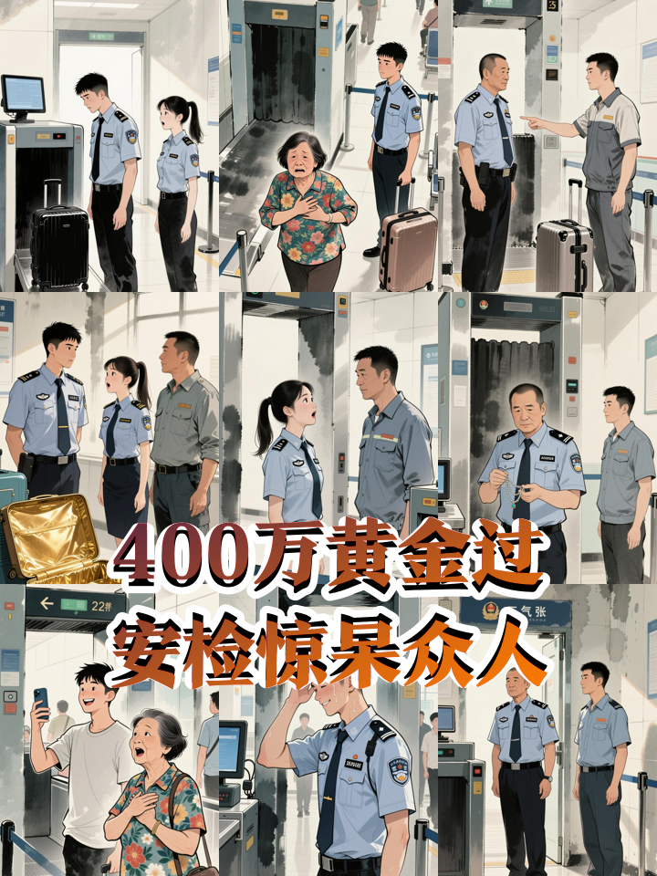 大哥拎着价值400万的黄金坐高铁，行李箱过安检竟然扫出一片黑