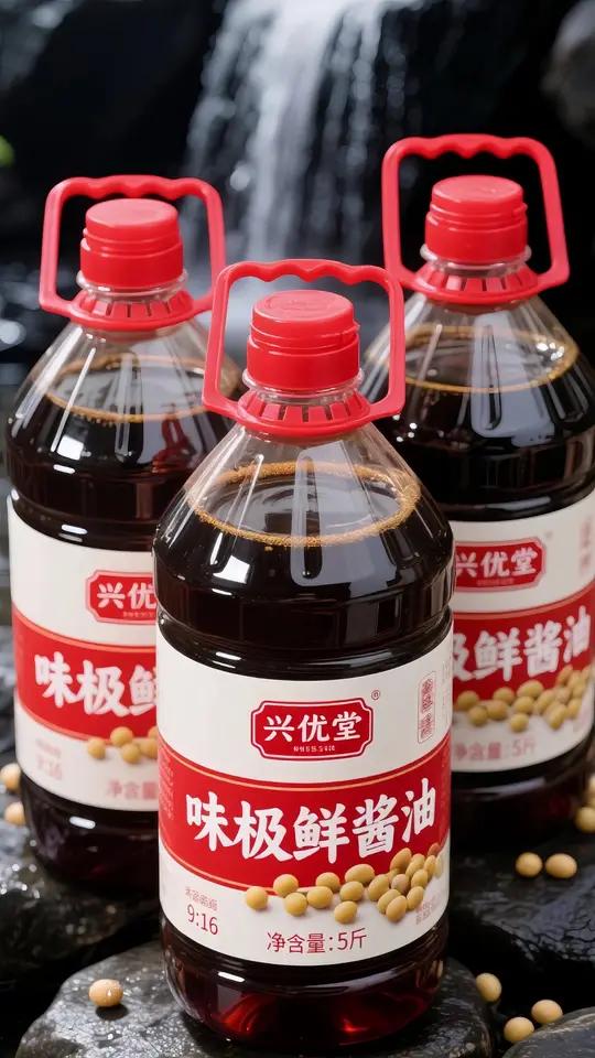 味极鲜酱油。这味极鲜酱油,咱们做菜烹饪真是少不了!看这倒出来颜色红亮,闻着就挺香,不是那种