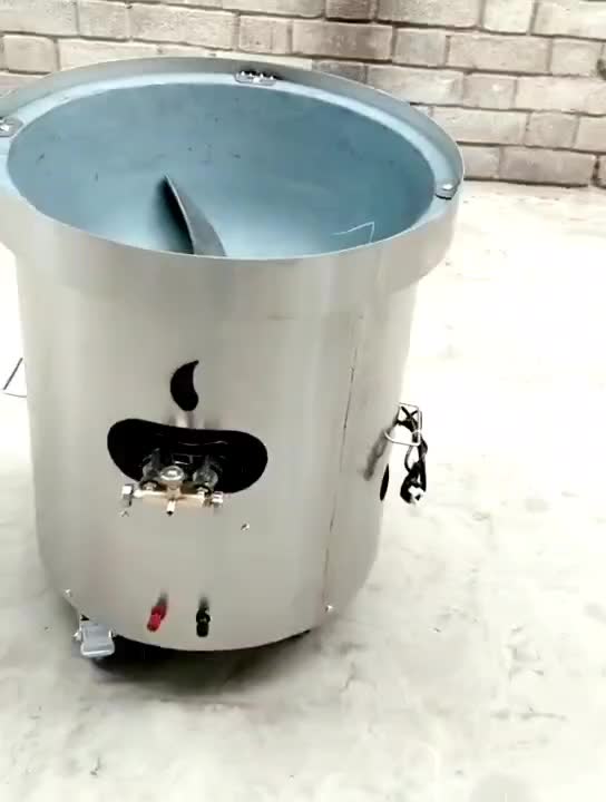 流动的糖炒板栗机网红炒货机的操作视频