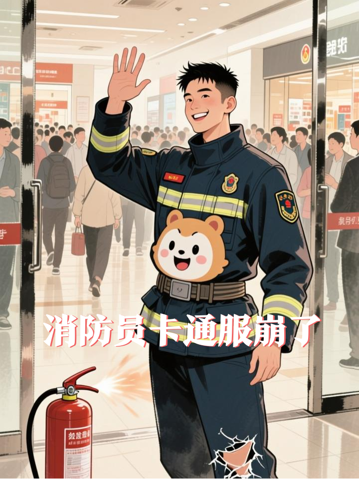 消防员穿卡通衣服做宣传,不料裤裆崩了
