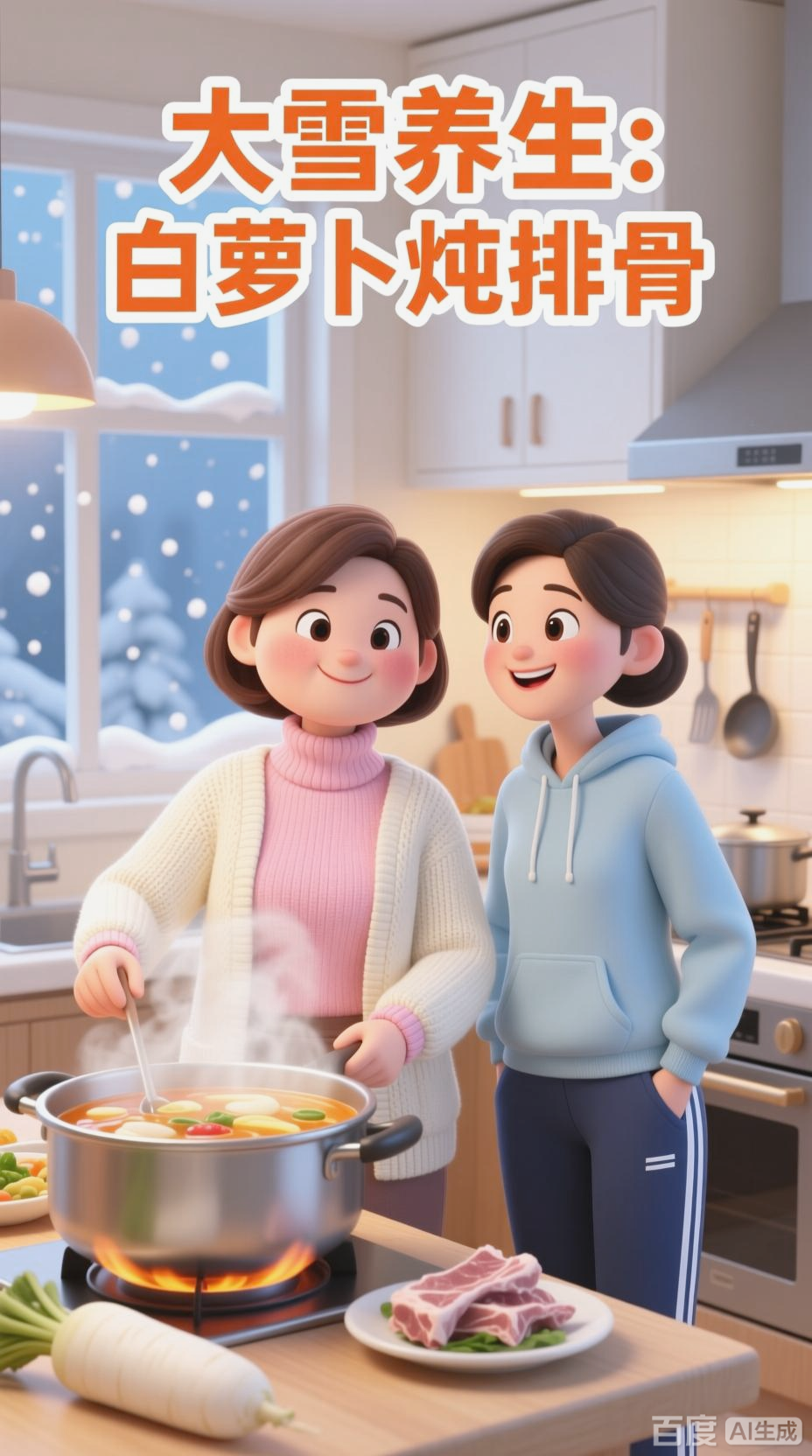 大雪白萝卜炖排骨，健康养生