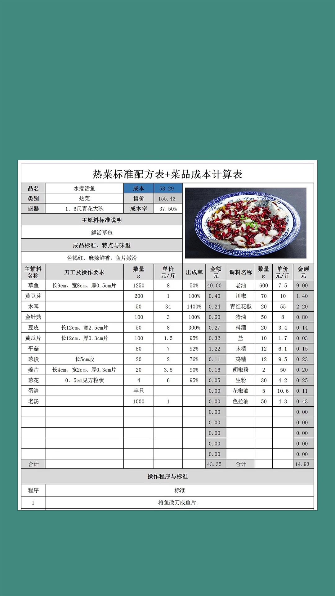 菜品成本该如何计算?成本表,学起来!