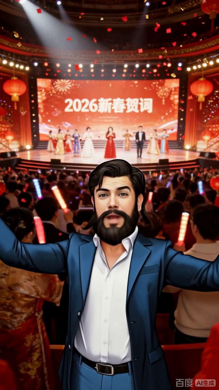 卡通大叔闹新春贺词
