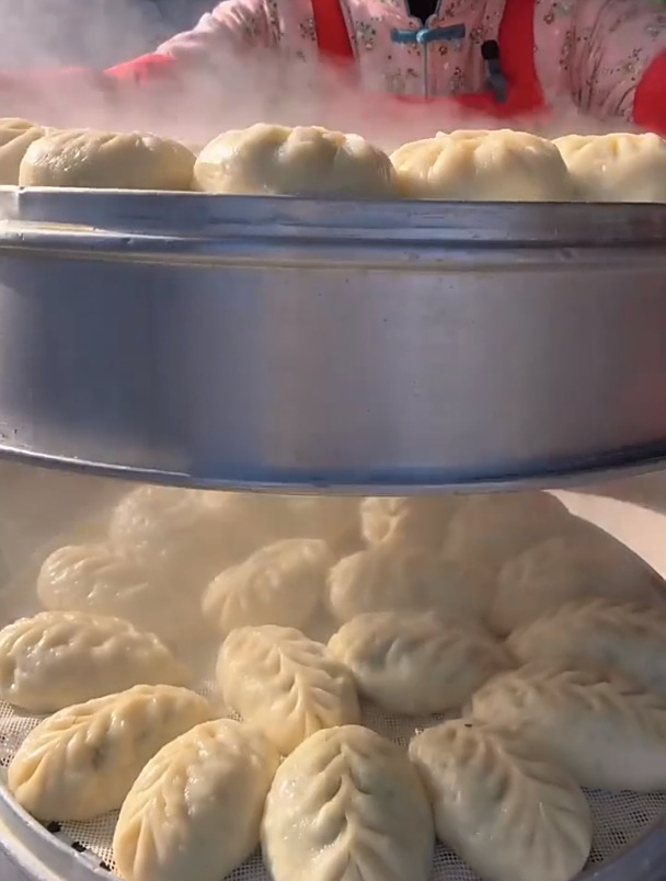 朵朵今天做的萝卜叶粉条包子，鲜香味美，百吃不厌