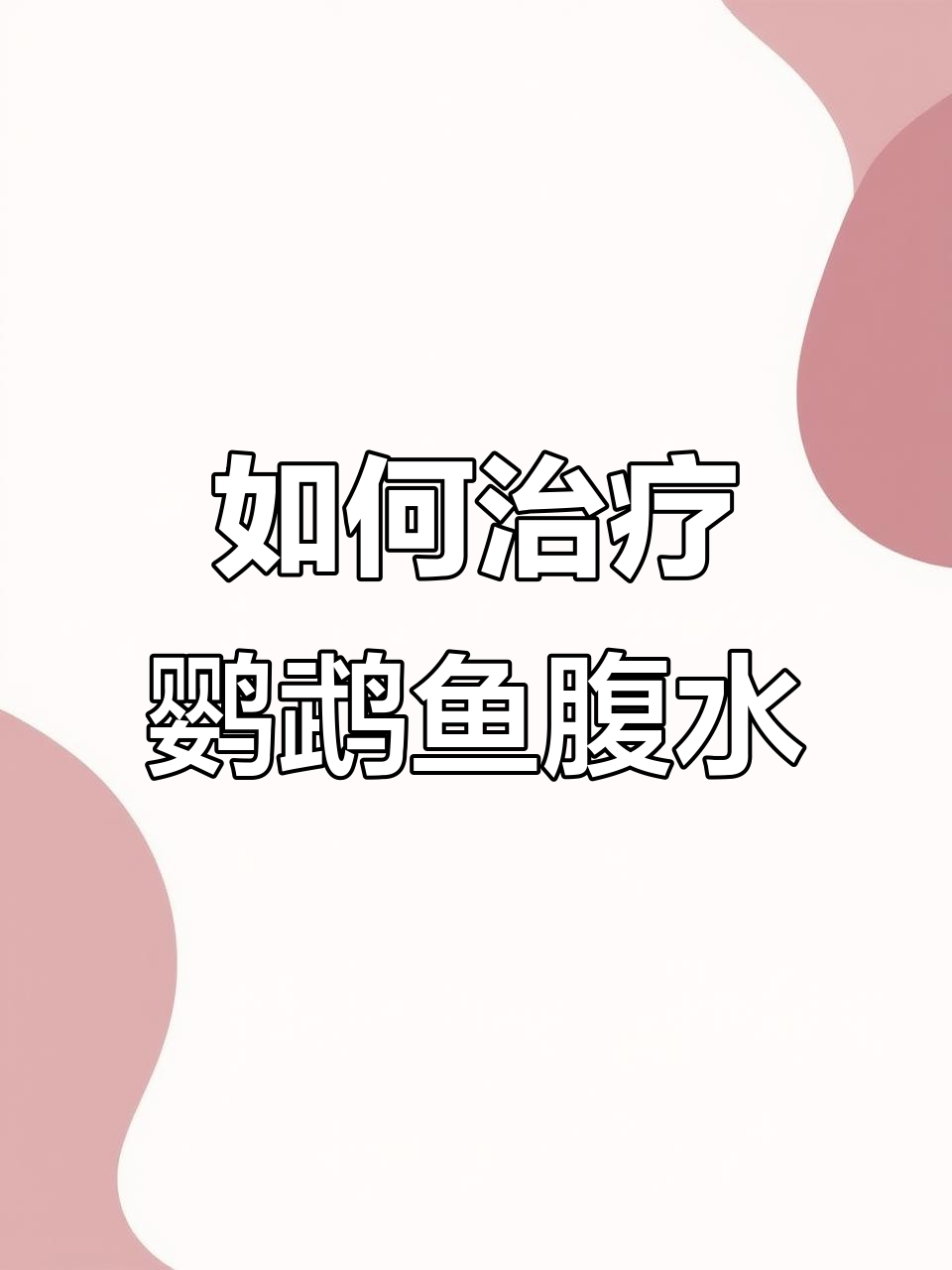 鹦鹉鱼腹水病的原因与治疗方法