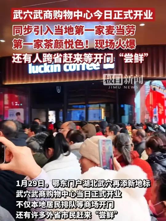 引入当地首家麦当劳、茶颜悦色！湖北武穴新地标开业即爆火，市民排队涌入武穴武商购物中心，有人