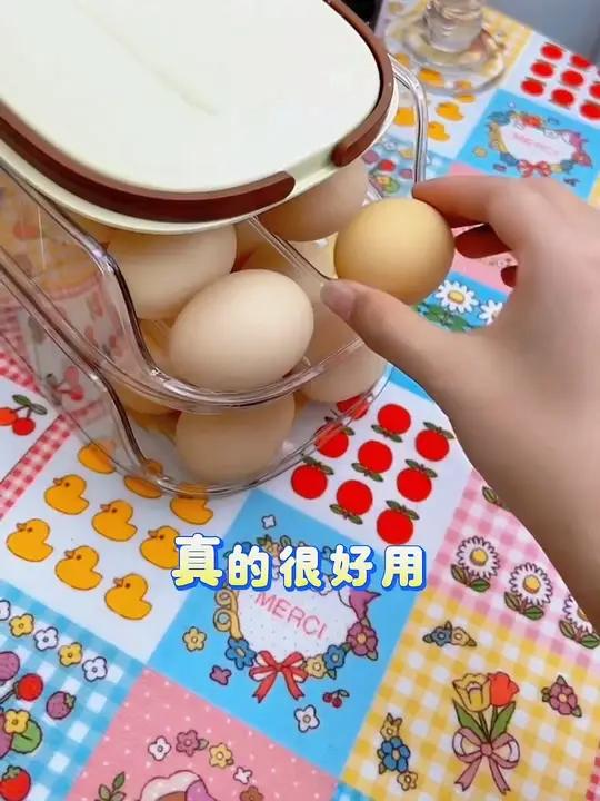 「同款点击橱窗」多层斜口自动滚蛋器,滚动鸡蛋收纳盒,冰箱侧门鸡蛋托,厨房保鲜必备