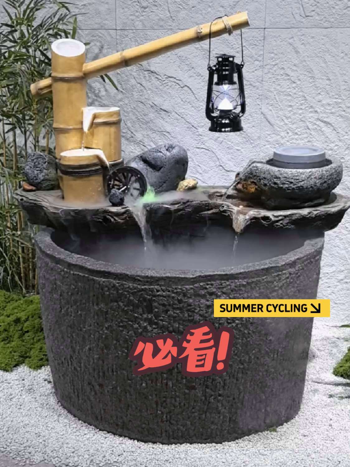 大石缸流水养鱼 石来运转 庭院摆件 流水生财