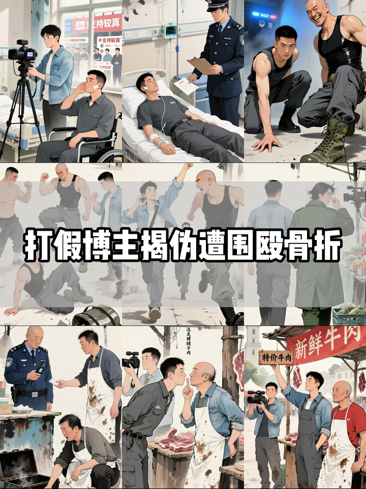 #打假博主揭发展销会“猪肉变牛肉” 竟遭主办方围殴至骨折!目前涉案人员已全部刑拘,市场监管