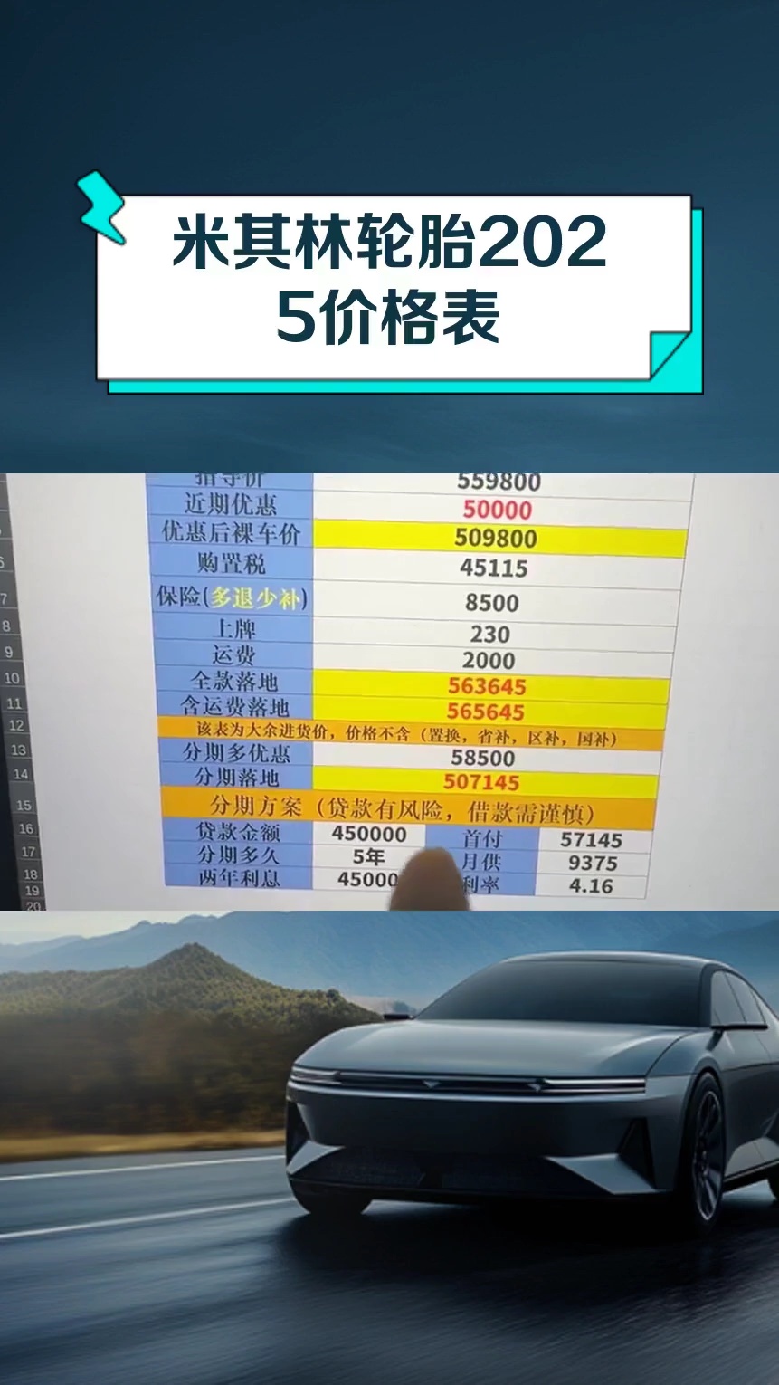 米其林轮胎2025价格表
