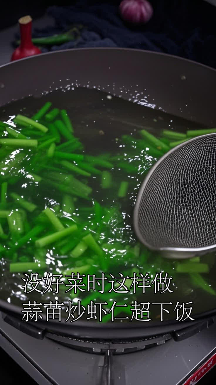 没好菜时这样做,蒜苗炒虾仁超下饭