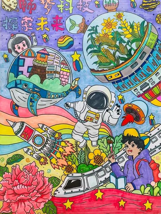 航天航空主题画科幻画 熊猫杯,致敬航天梦!科幻主题绘画大赛获奖作品 科幻画 航空主题画 科