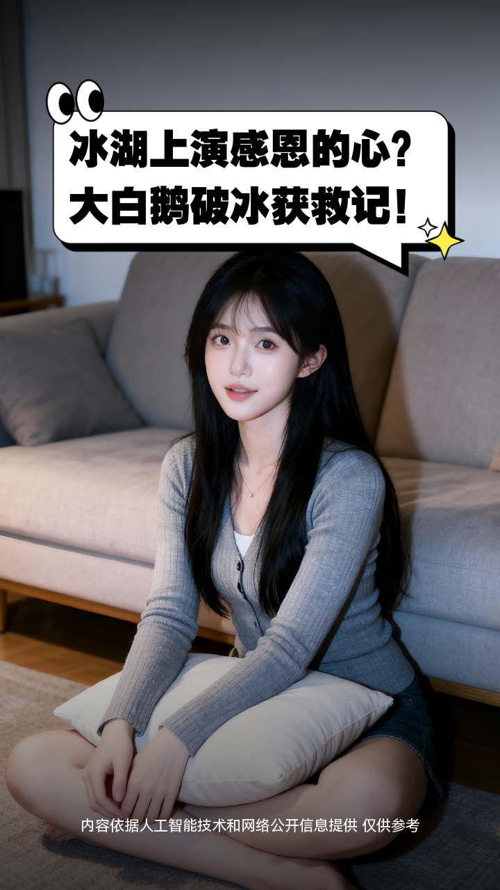 冰湖上演感恩的心？大白鹅破冰获救记！