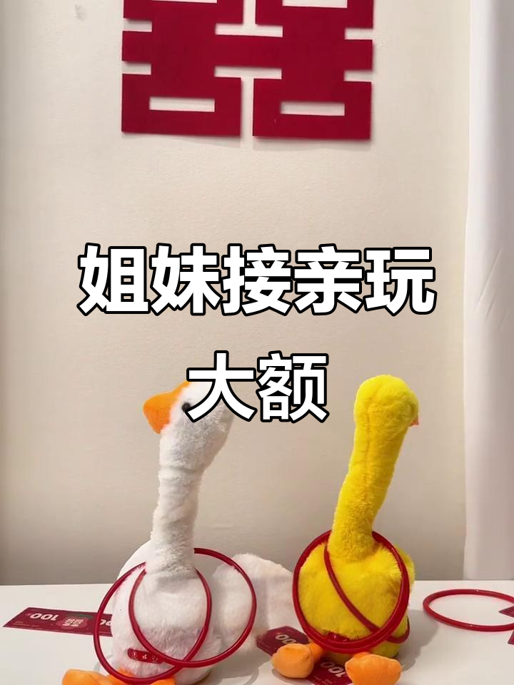 新郎官挑战大鹅套圈,姐妹们玩得不亦乐乎