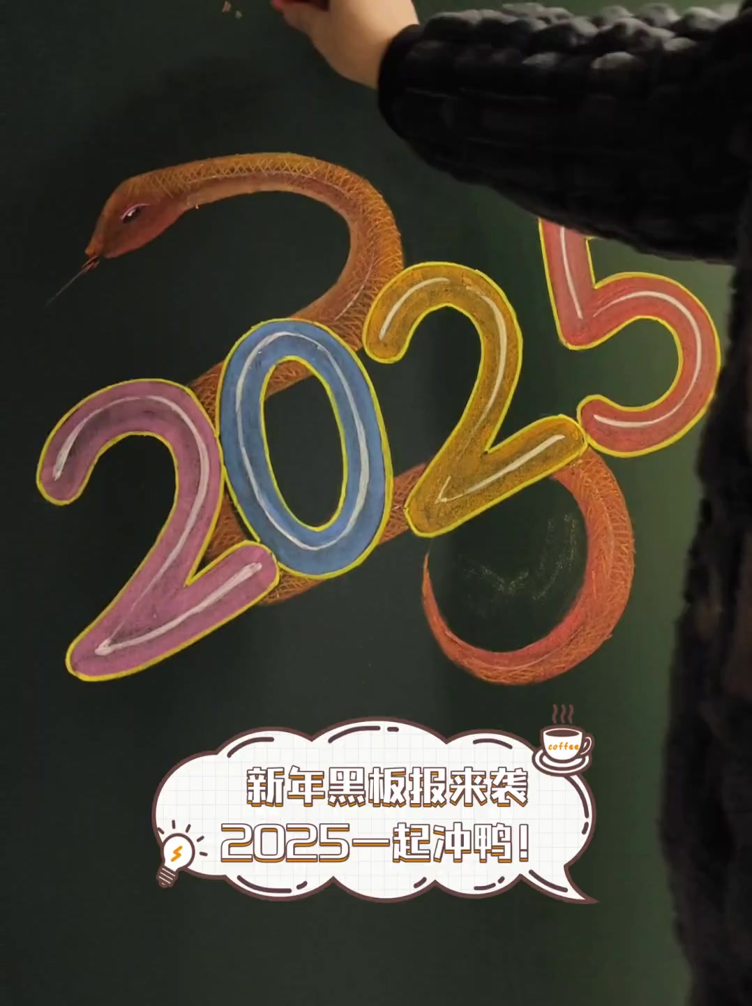 新年黑板报来袭,2025一起冲鸭!