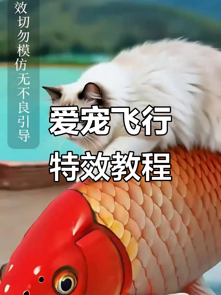 猫咪骑鱼飞走,轻松制作搞笑飞行特效
