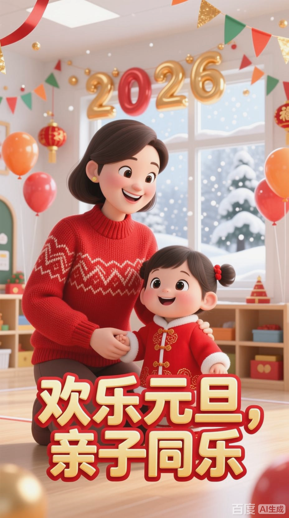白羊中心幼儿园元旦亲子活动邀请函