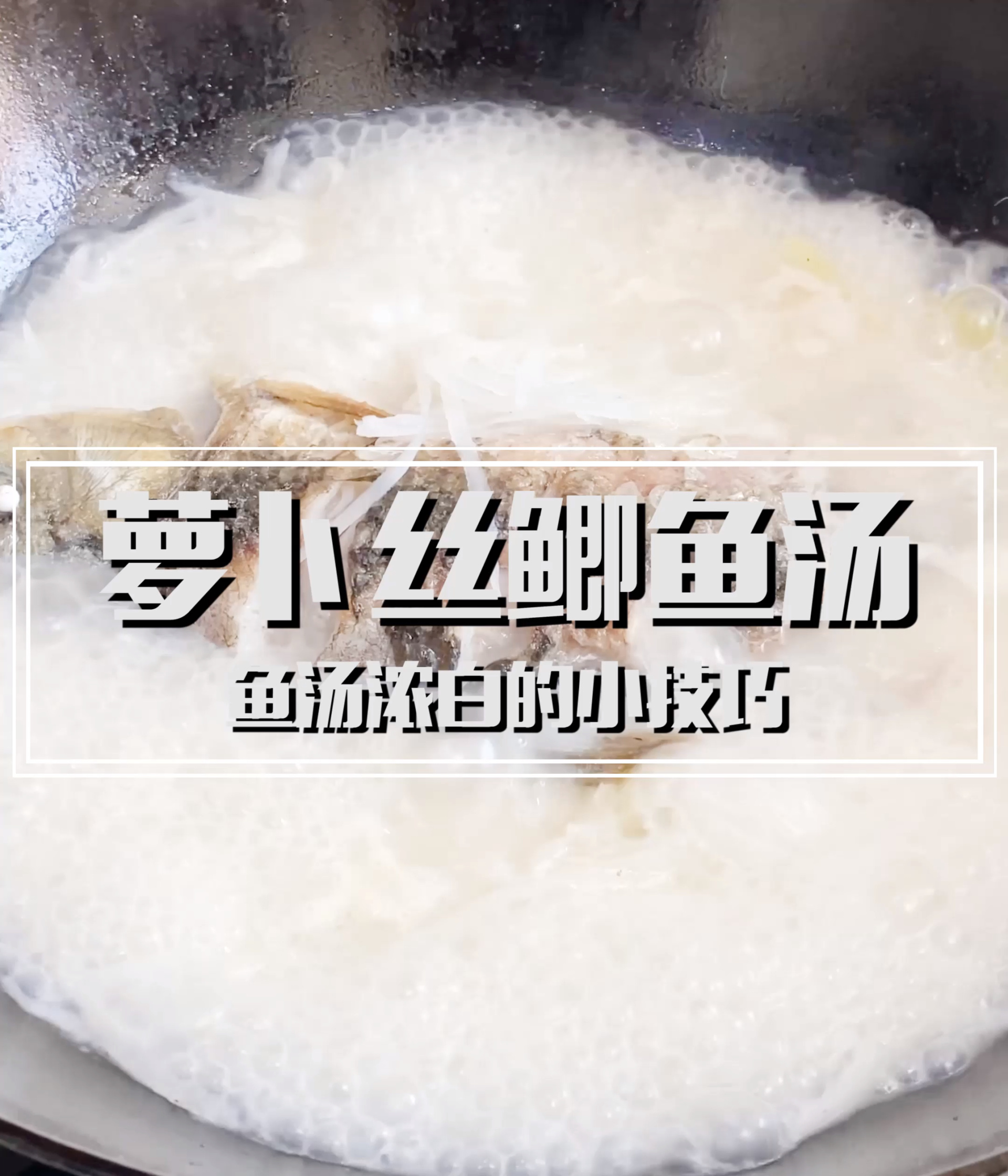 「萝卜丝鲫鱼汤」鱼汤浓白的小技巧!