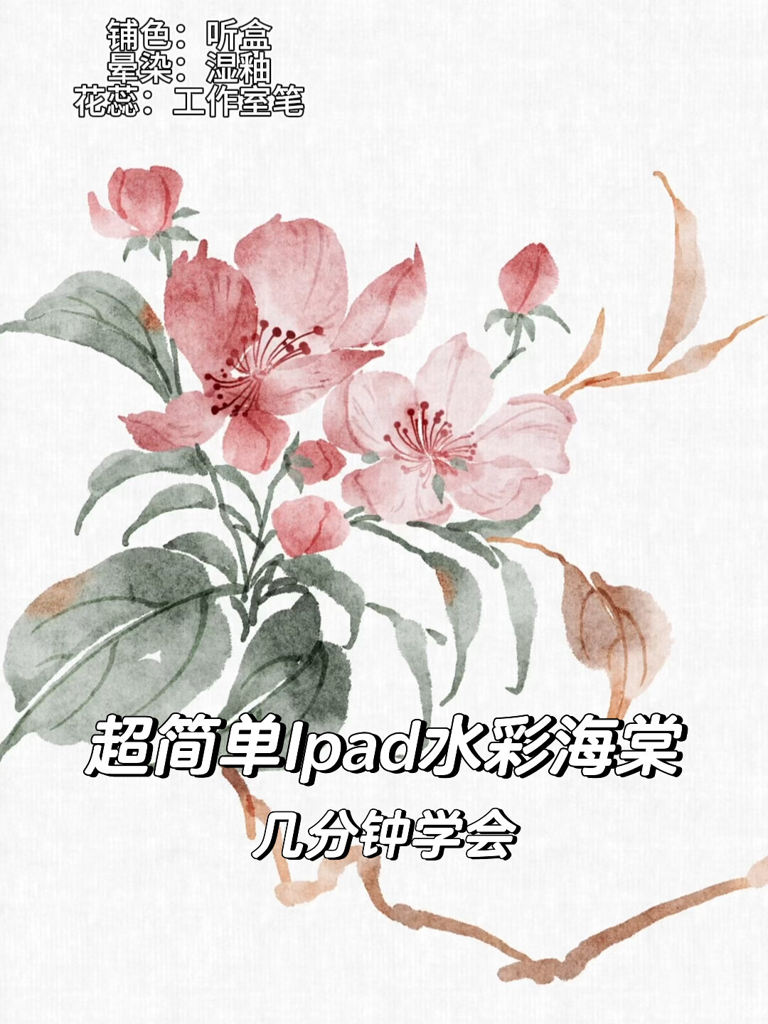 草履虫看了都会的海棠水彩画法