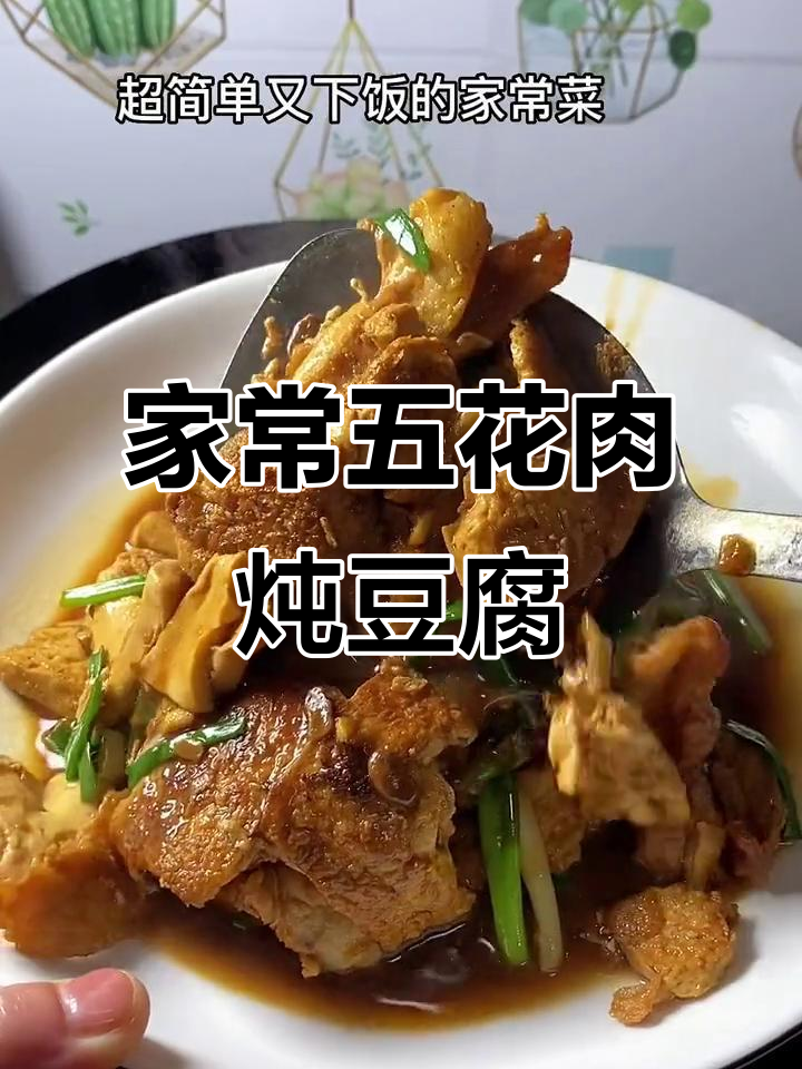 五花肉焖豆腐，家常味十足，香嫩美味等你尝