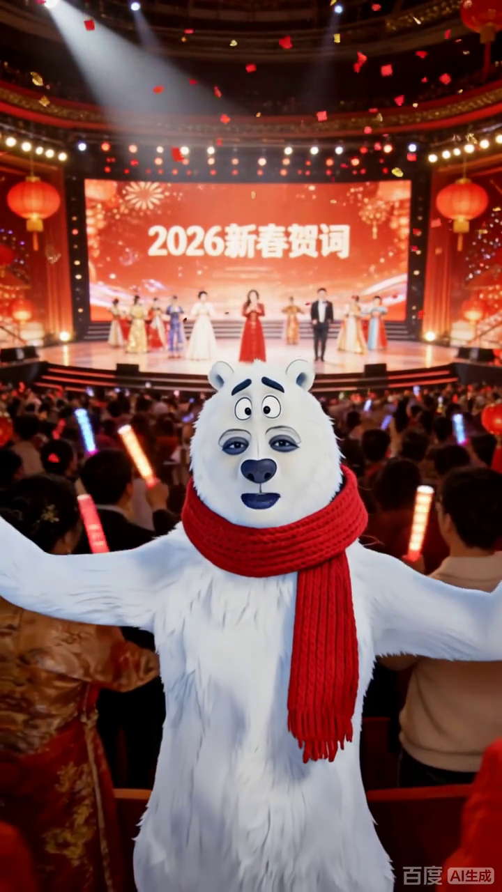 卡通熊闹2026新春