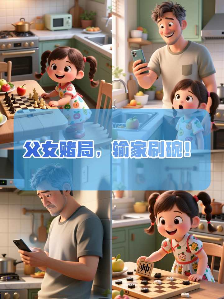 5岁女儿用象棋赢爸爸，结局反转全家笑疯！