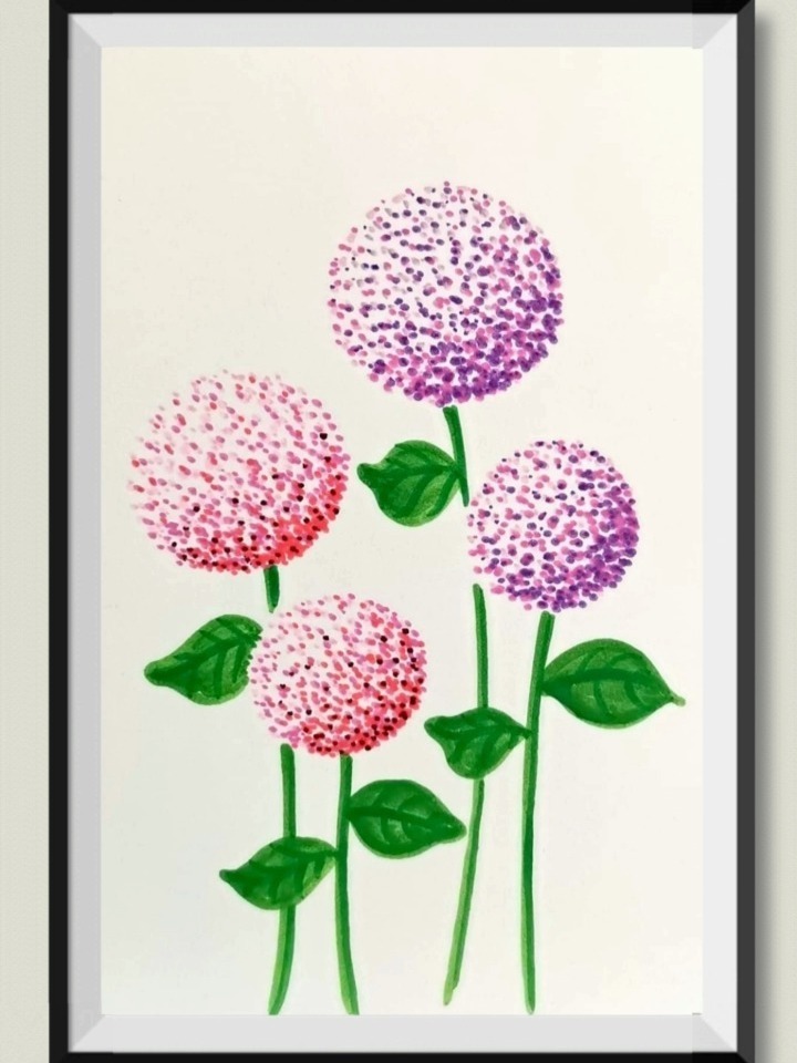 用马克笔点点点,简单漂亮花朵就画好了
