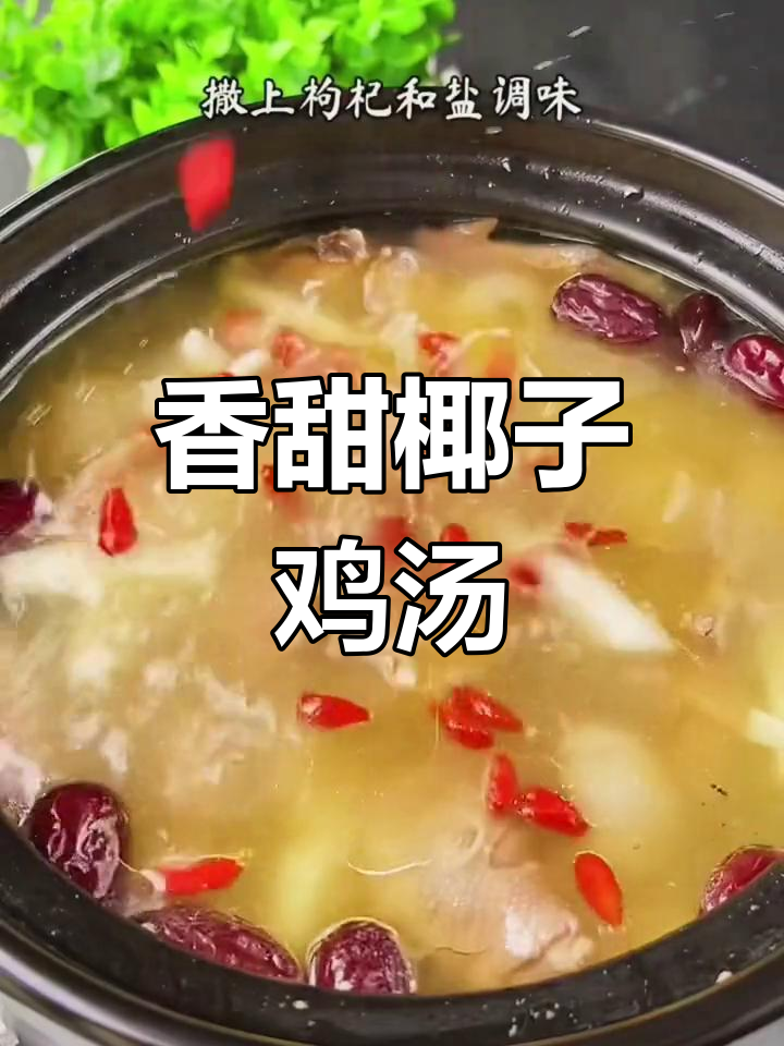 新鲜椰子肉炖鸡汤,营养满分