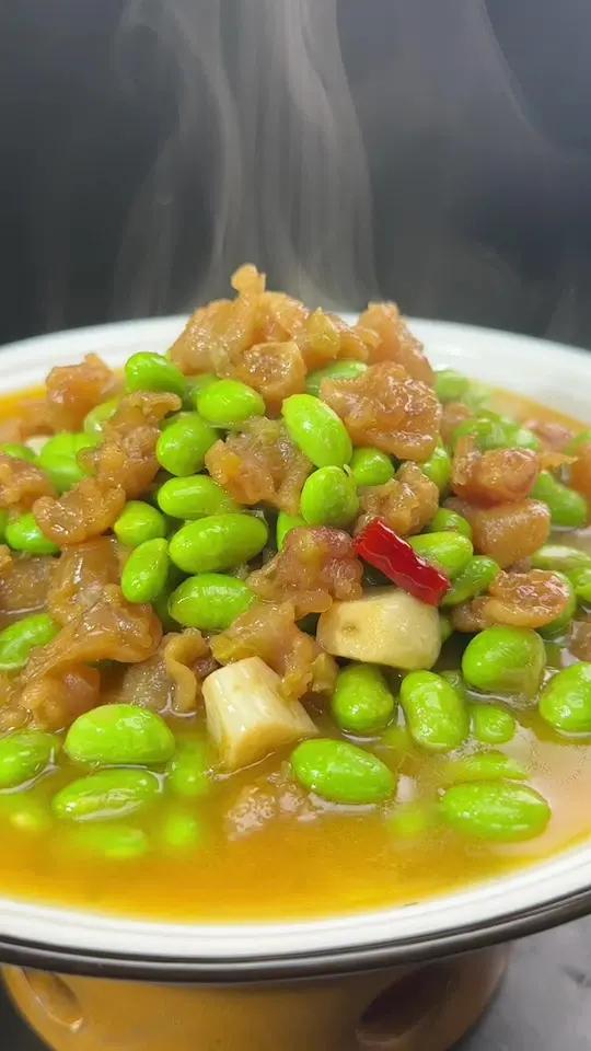 特色徽菜安徽土菜:鸭拐筋烧毛豆