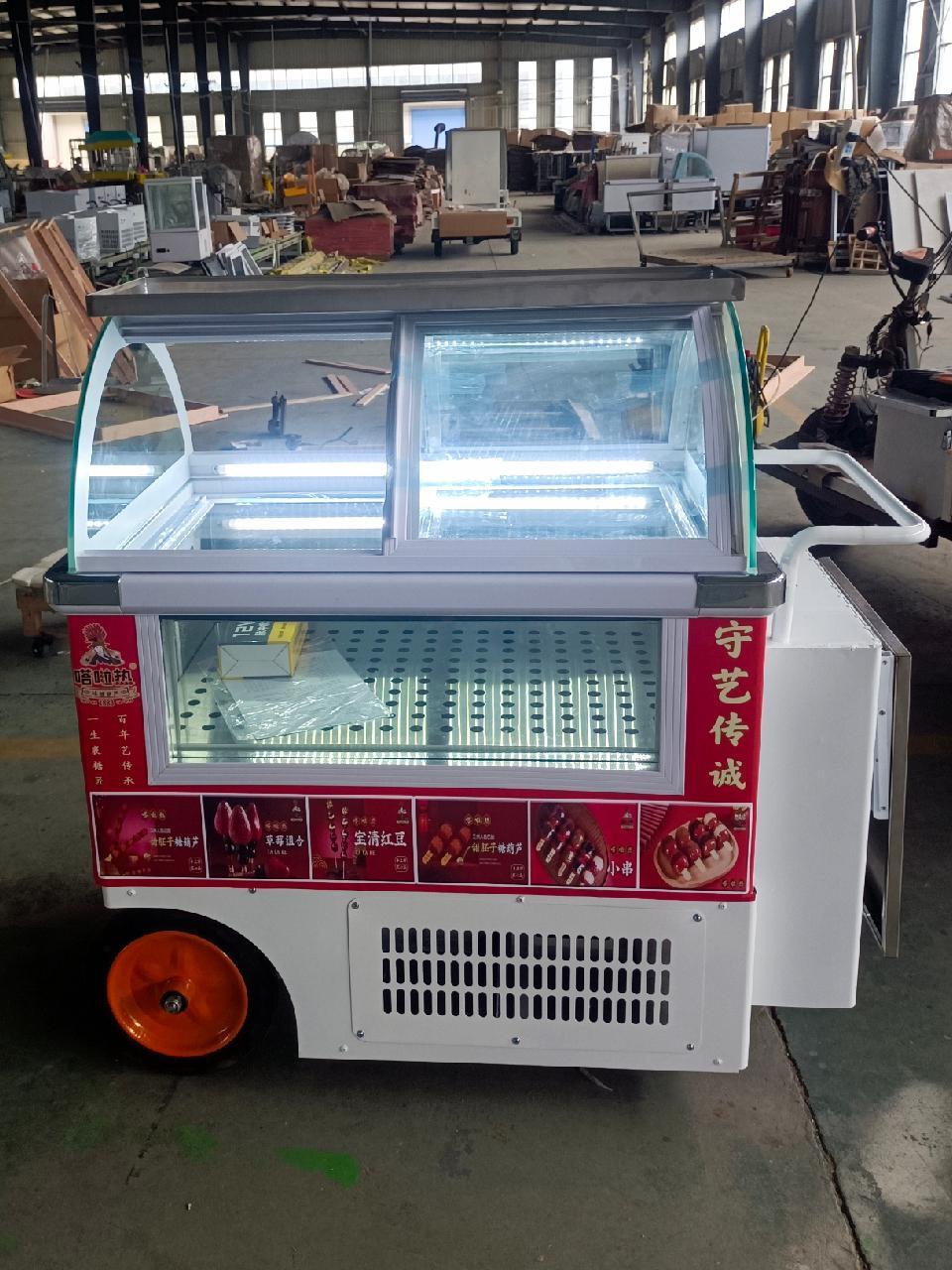 手推冰淇淋花车,冰粉车,厚切炒酸奶推车,自带电池供电,冷冻冷藏待机6-8小时 小本创业摆摊