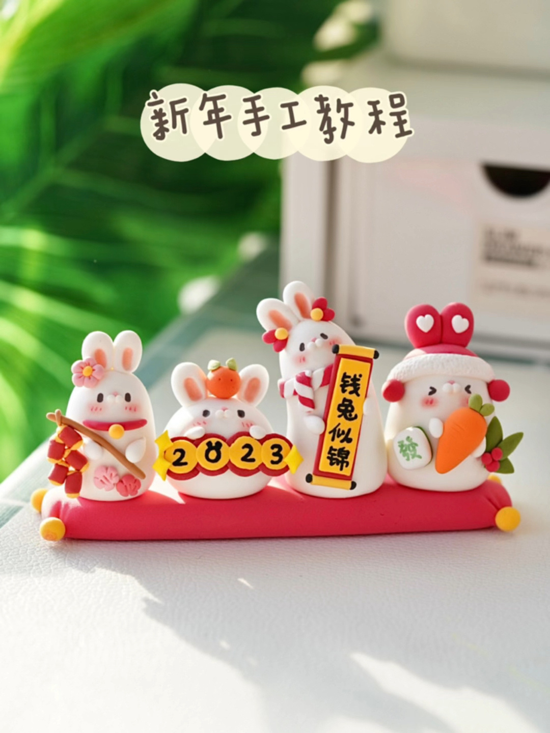 新年小兔子粘土摆件来啦粘土手工教程