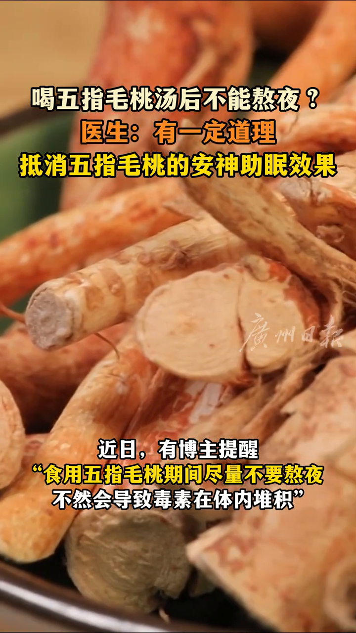 喝五指毛桃汤后不能熬夜?医生:有一定道理
