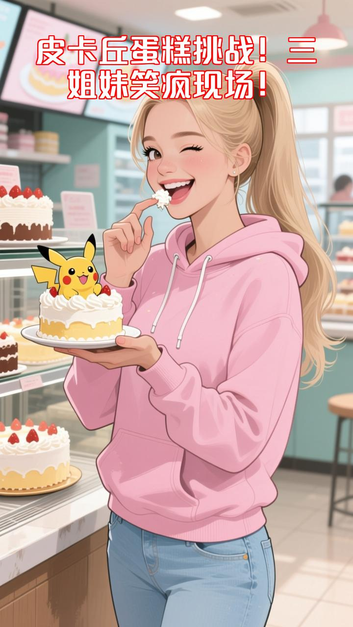挑战大中小皮卡丘蛋糕，三姐妹闹出超爆笑乌龙！