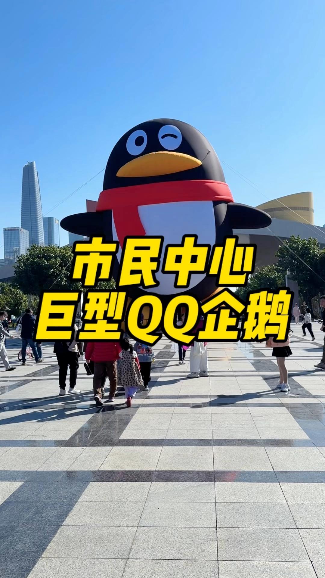 深圳市民中心惊现巨型QQ企鹅 深圳市民中心