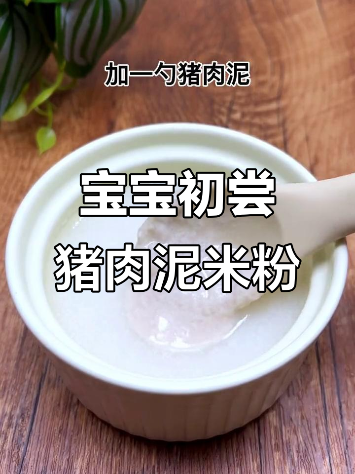 6个月宝宝第一口开荤猪肉泥米粉,做法超简单