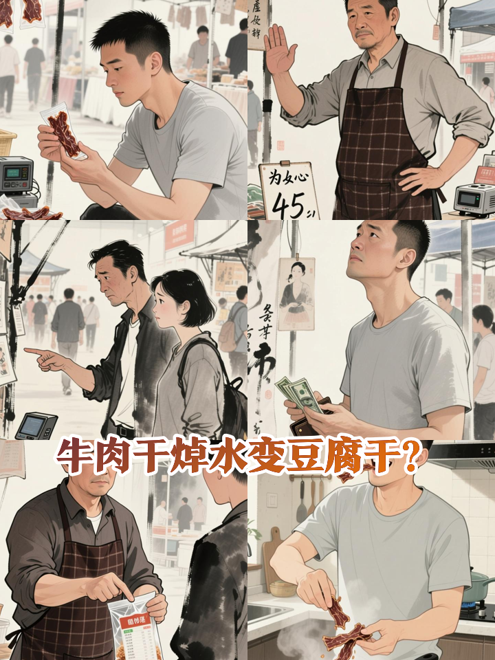 男子买“手撕牛肉”,给牛肉干焯水,捞出锅时发现竟成“豆腐干”