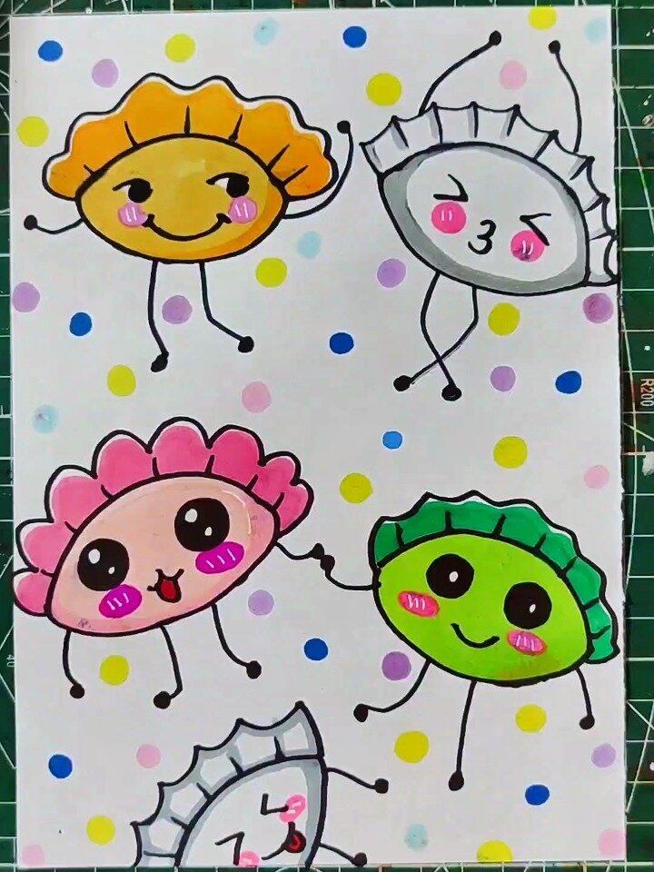 《彩色饺子》创意画ppt课件