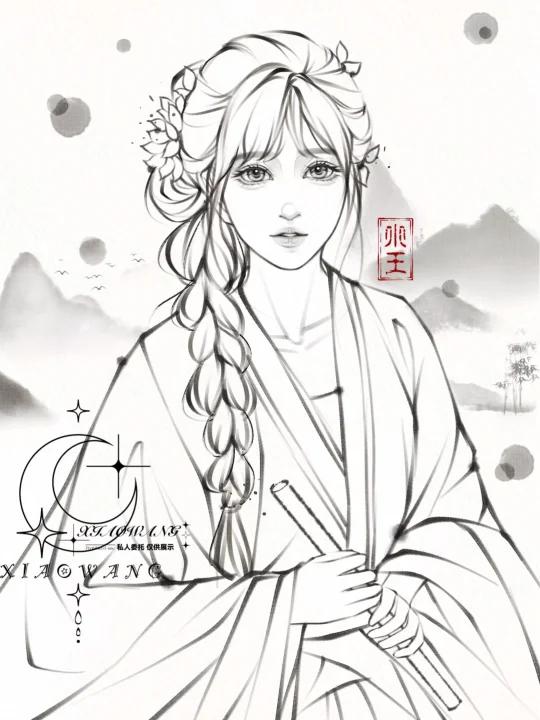 一个古风少女绘画过程～