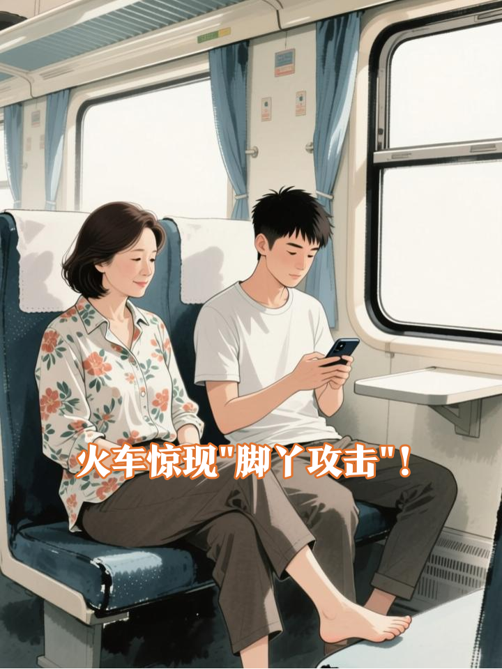 火车上现奇葩一幕，女子脚丫紧贴小伙身上，小伙直言吓得瑟瑟发抖
