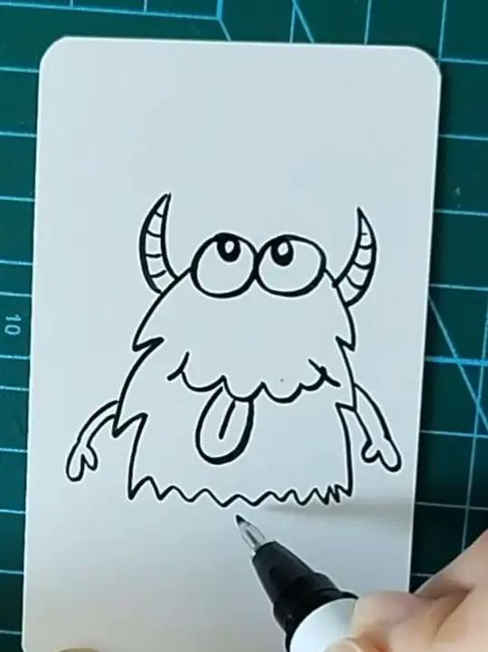 今天用斯塔秀丽笔画一幅可爱的小怪兽!简笔画小怪兽一学就会的简笔画简笔画一学就会系列摸鱼画画