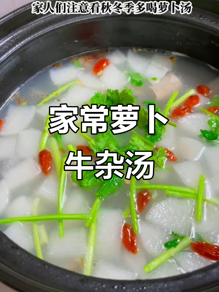 秋冬必备！萝卜牛杂汤，家常做法超简单