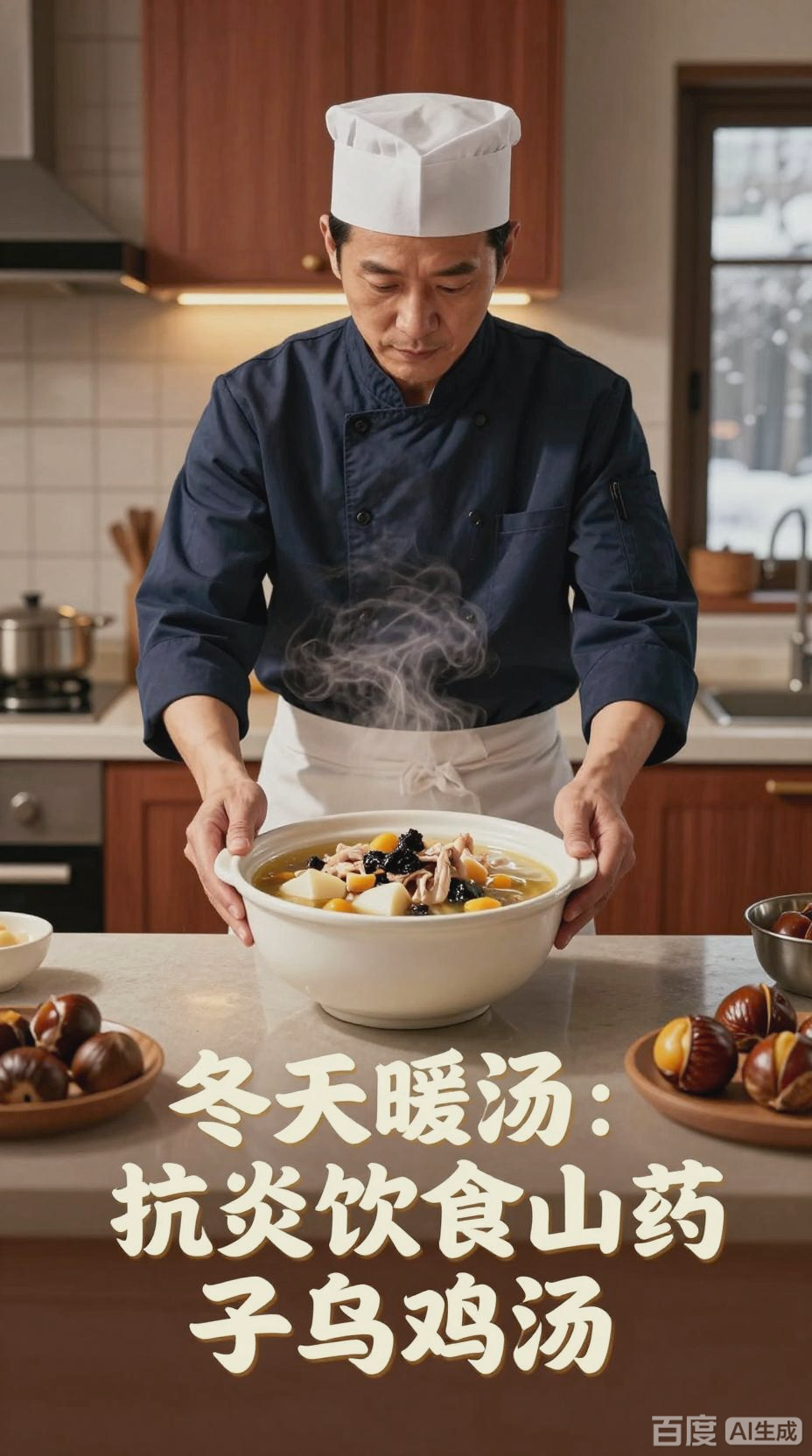 冬季抗炎暖汤，山药栗子乌鸡汤