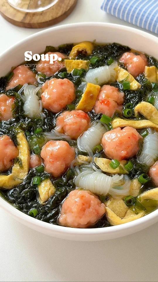 低卡鲜美的紫菜虾滑汤夏天掉秤就吃它!