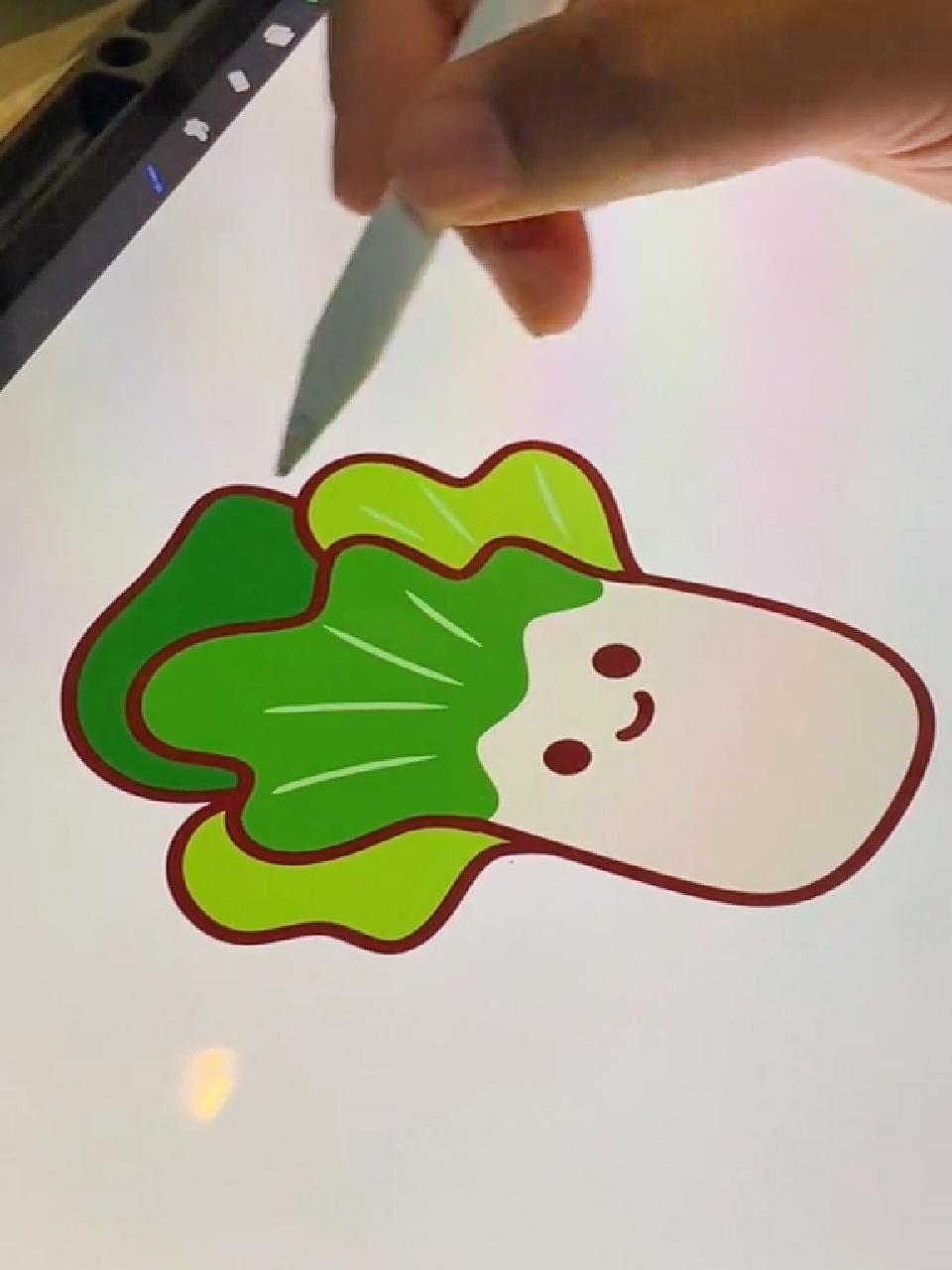 一颗大白菜。手绘 IP设计 图案设计 插画 插画设计