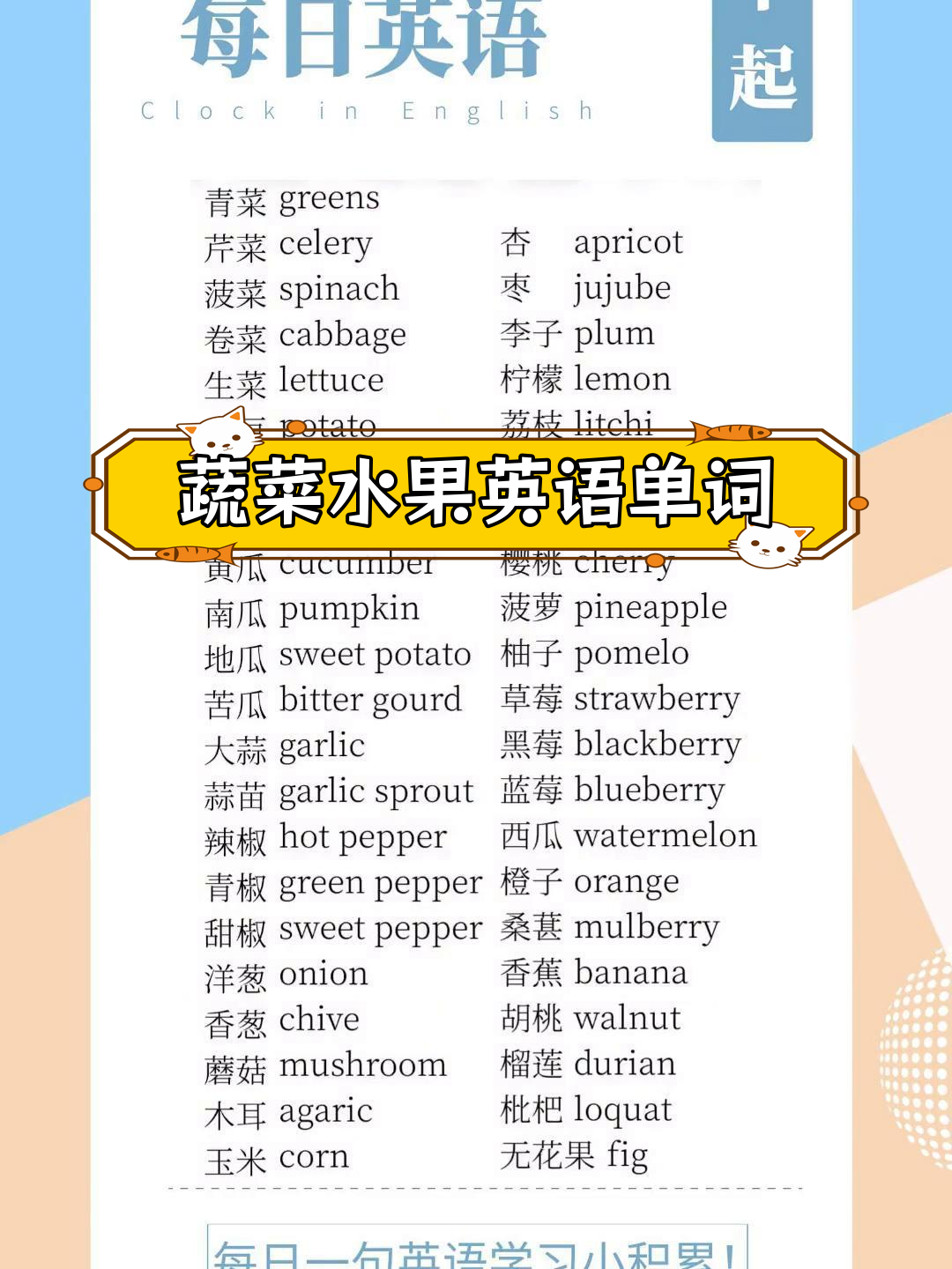 蔬菜水果英语词汇大全