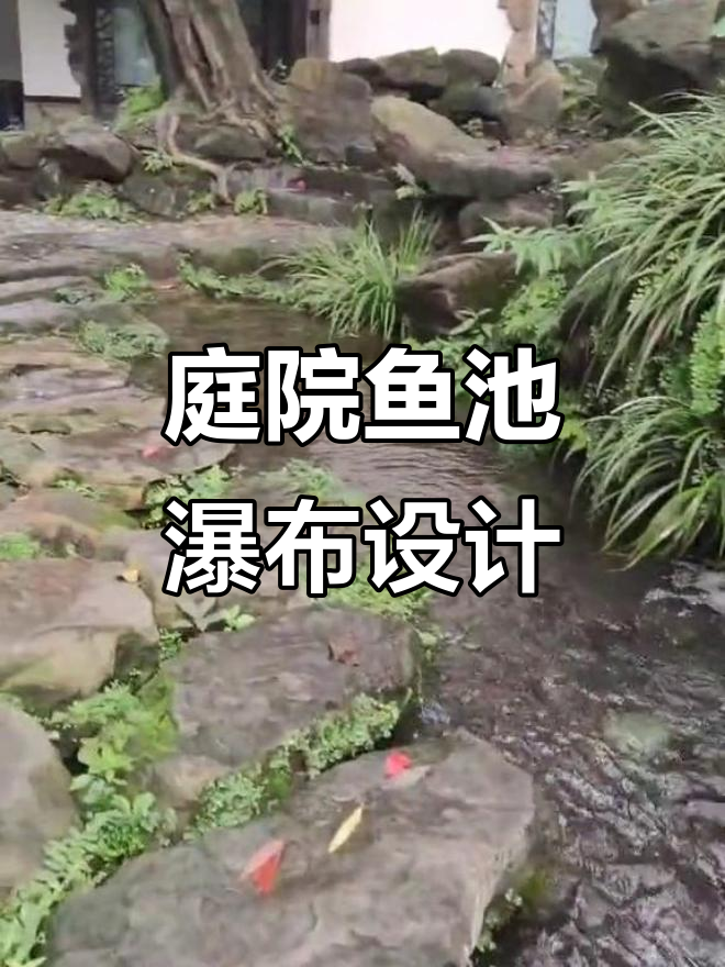 花园庭院鱼池与瀑布美景,打造自然生态空间