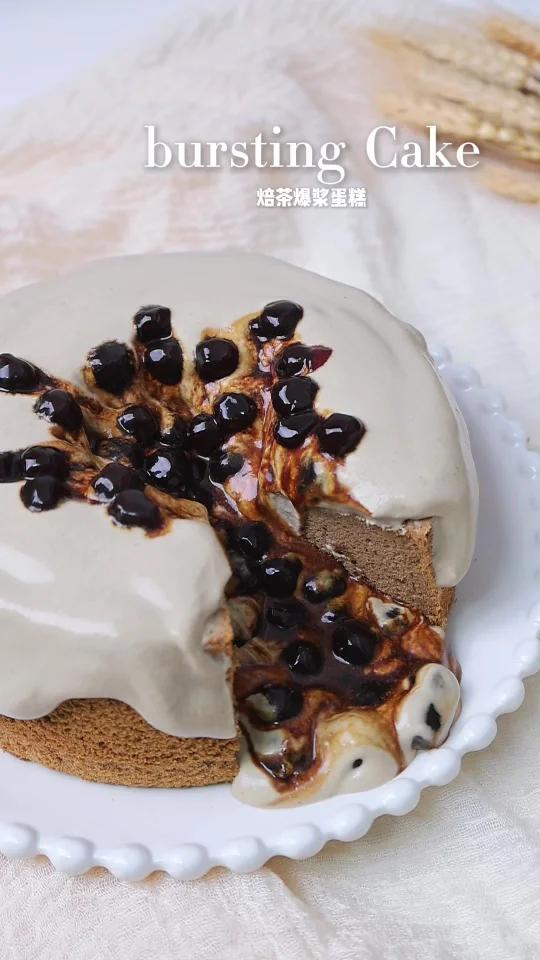 今日份心动焙茶爆浆蛋糕神仙组合！