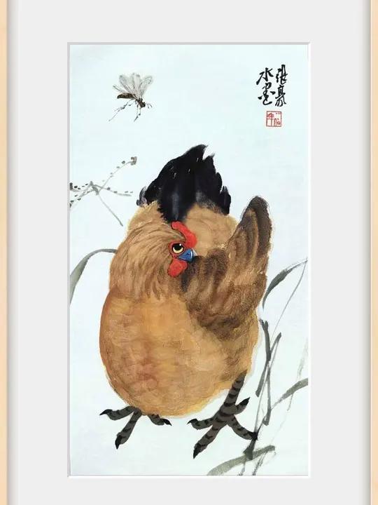 五步画鸡 母鸡一边打理羽毛还要一边提防头顶的马蜂,是不是满满的生活趣味呢