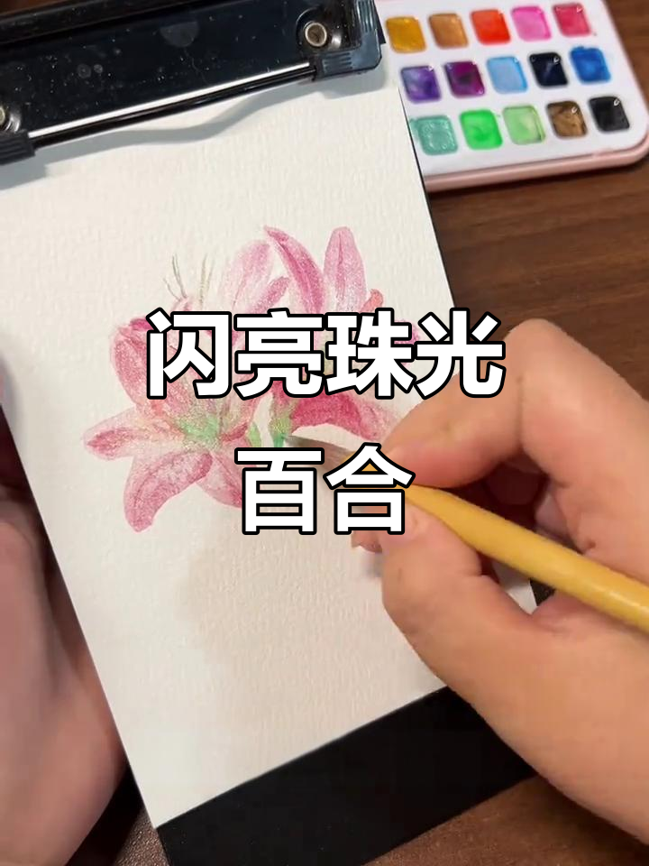 珠光水彩画小百合,闪闪发光超美!