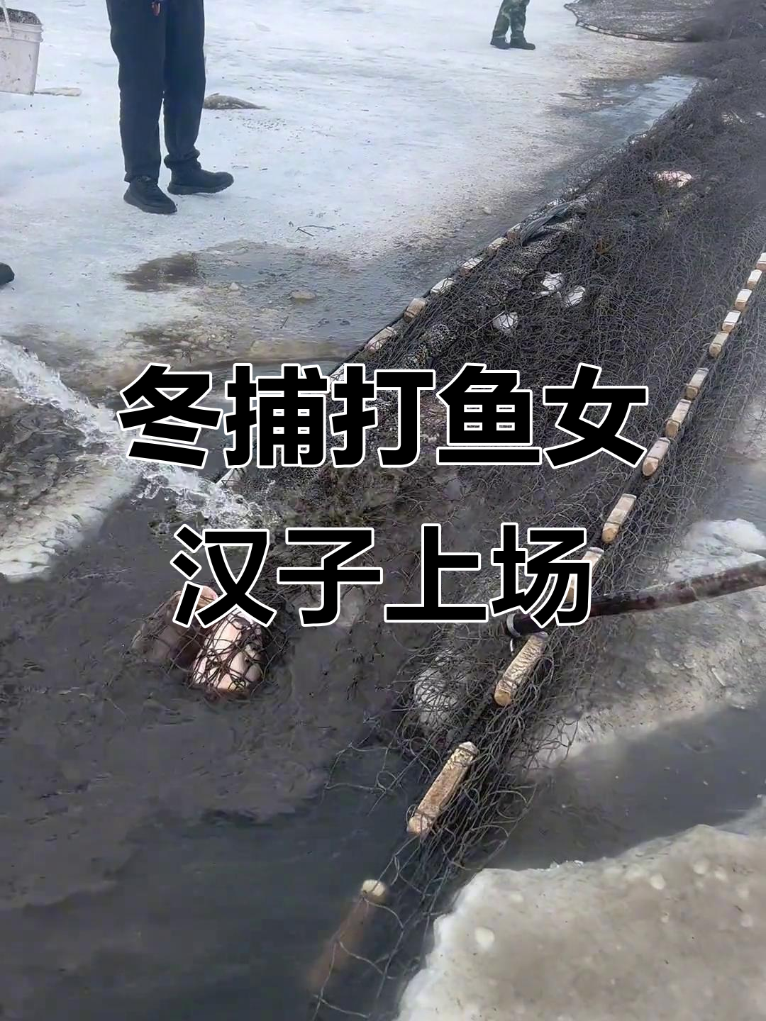 冬季冰上捕鱼大作战,女汉子力擒三条大胖鱼